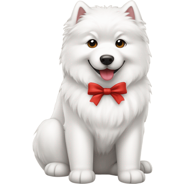 Samoyed dog with a red bow emoji