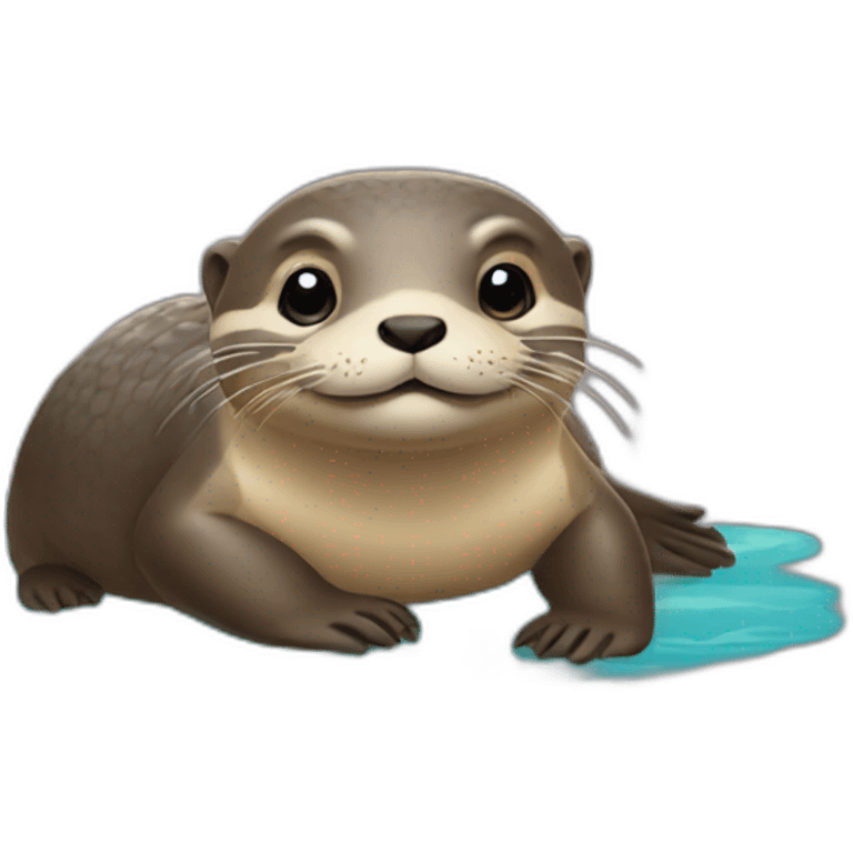 Loutre sur tortue emoji