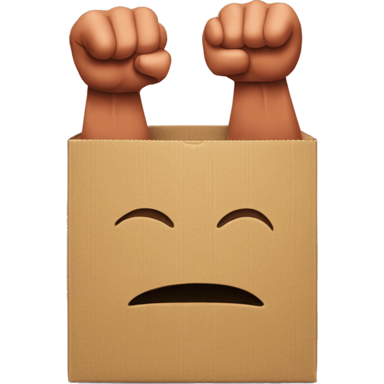 cardboard box with muscles arms emoji