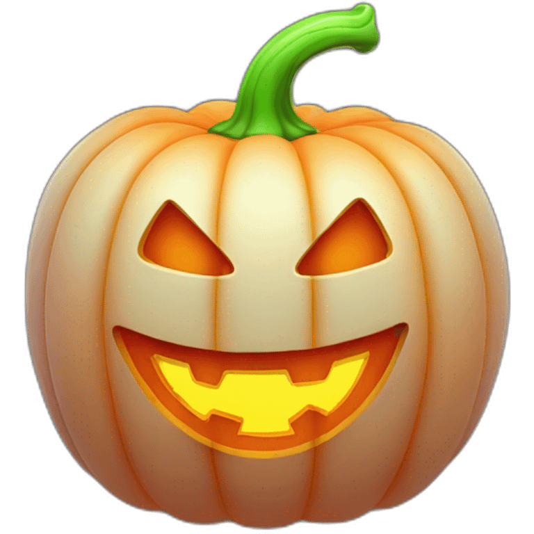 Jack-o’-lantern with a fiery, glowing orange face and a neon-green stem. emoji