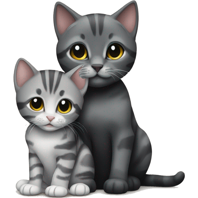 grey tabby kitten and black kitten emoji