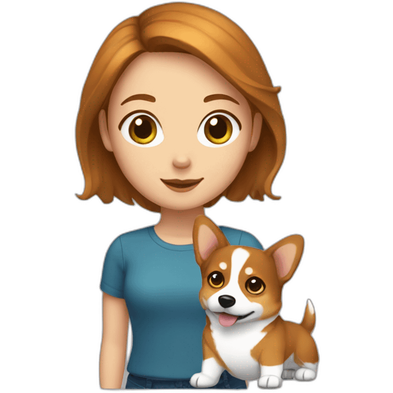 girl-with-big-green-eyes-and-short-brown-hair-and-corgi emoji