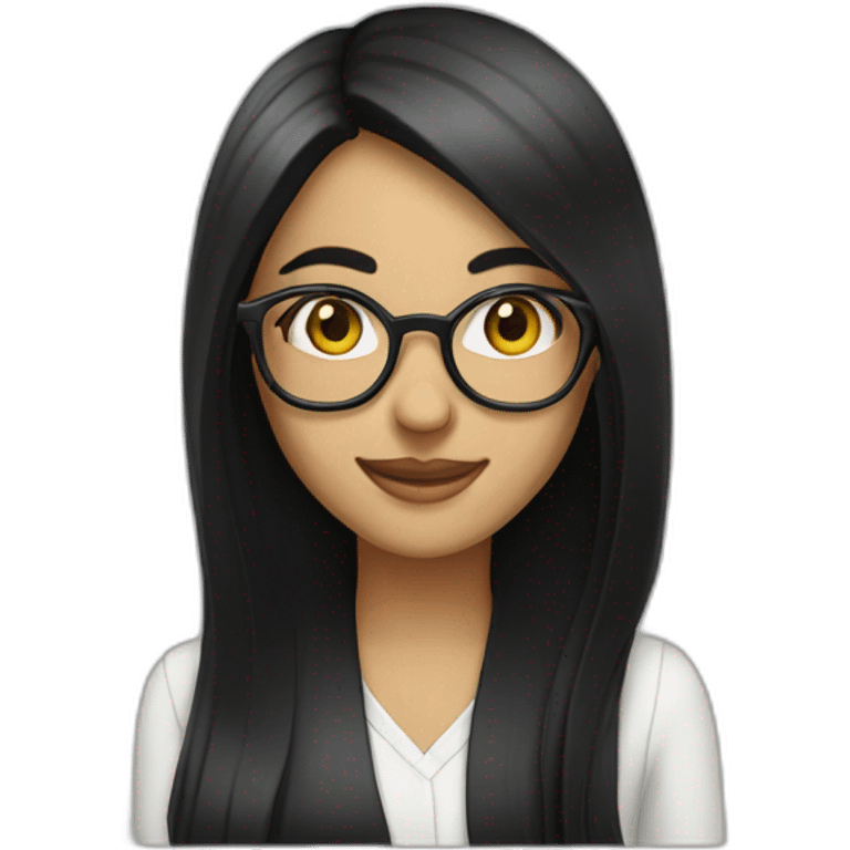 Arabe girl With glasses long black straight hair smile emoji