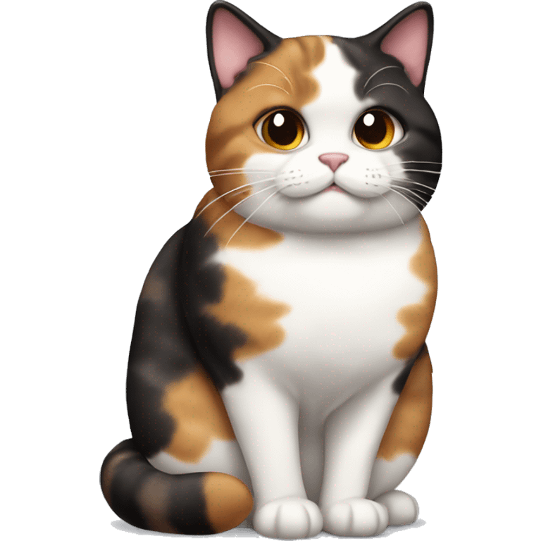 Fat calico cat with dark sundae emoji