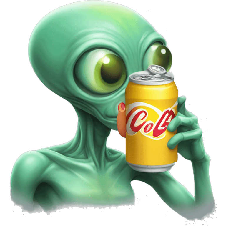 An alien sipping a can of soda  emoji