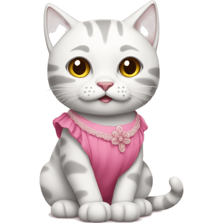 Cat whit a pink dress  emoji