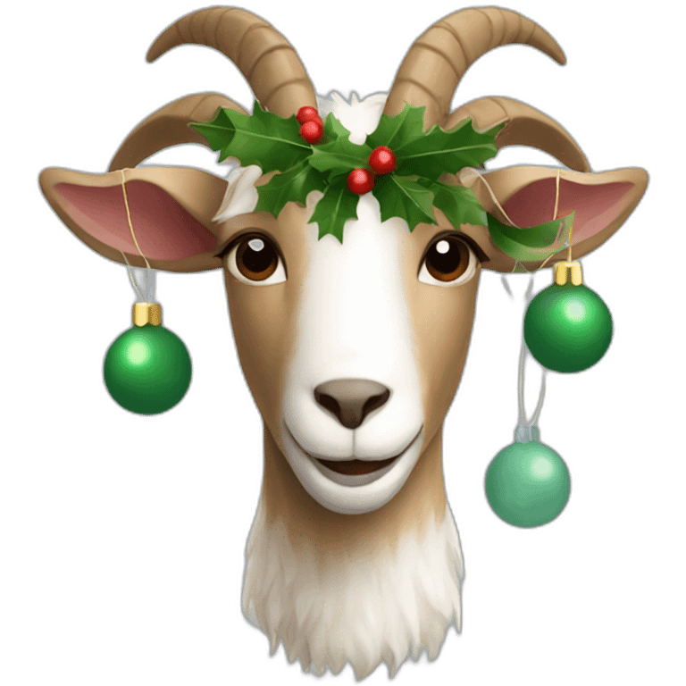 Goat with a Christmas garland emoji