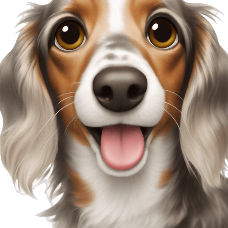 Tri Merle long haired Dachshund blowing kisses  emoji