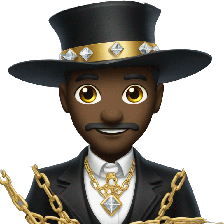 rich black magician, wearing diamond chains emoji