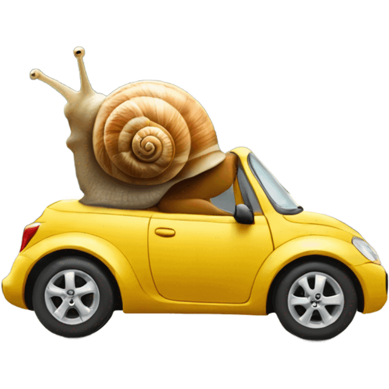 Snail driving a car emoji