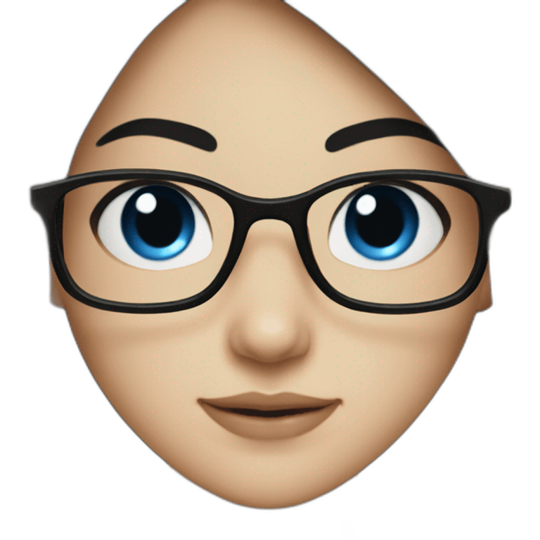 A girl with blue eyes and dark black hair with glasses emoji