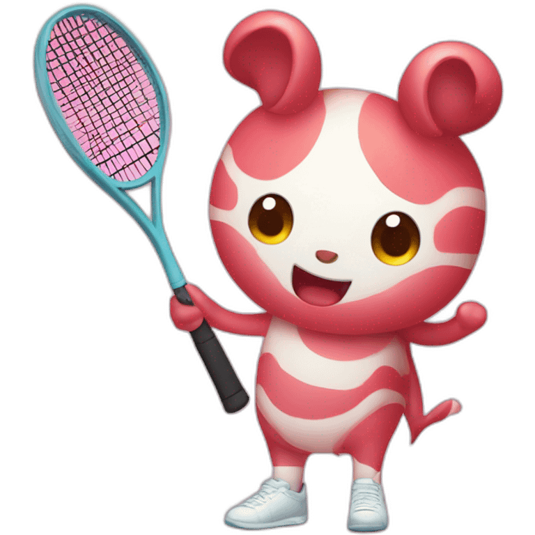 Kawaii jamon with tennis racket emoji