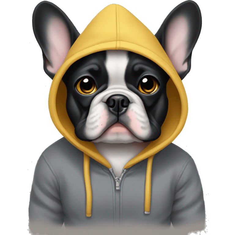 Frenchie wearing hoodie emoji