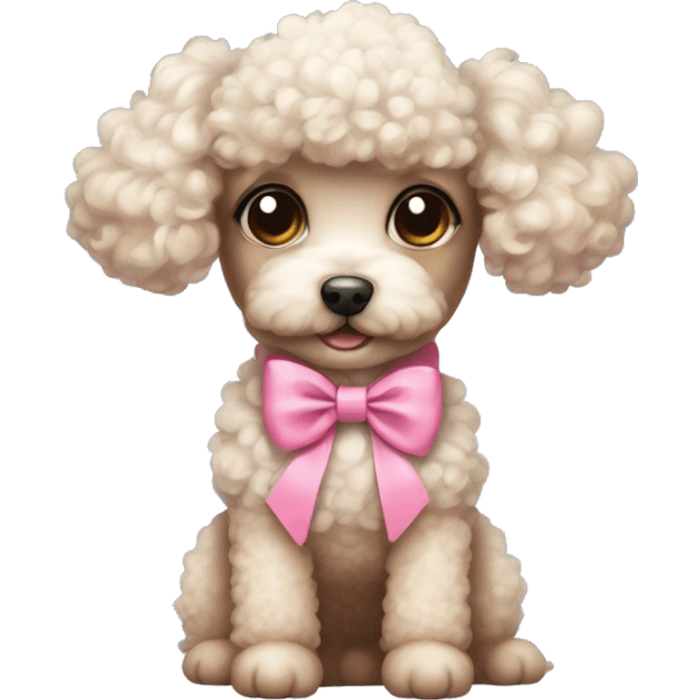 cute poodle wearing a pink bow emoji