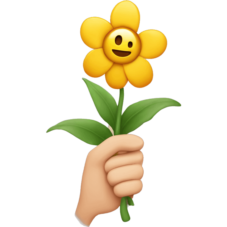 Lachender emoji mit blume in der hand  emoji