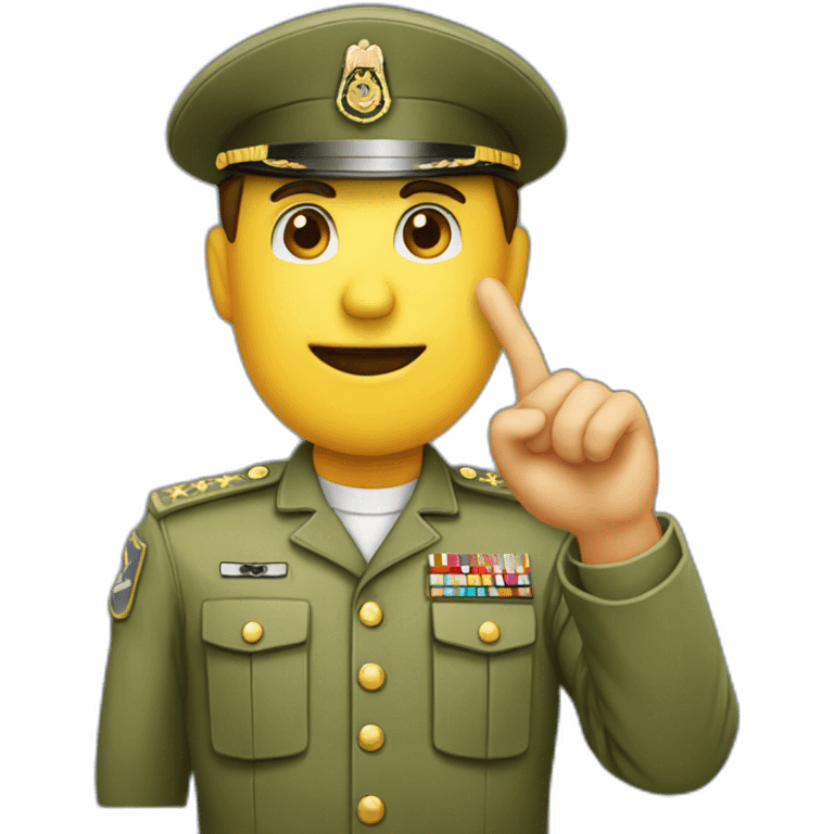 saludo militar, mano en la frente emoji