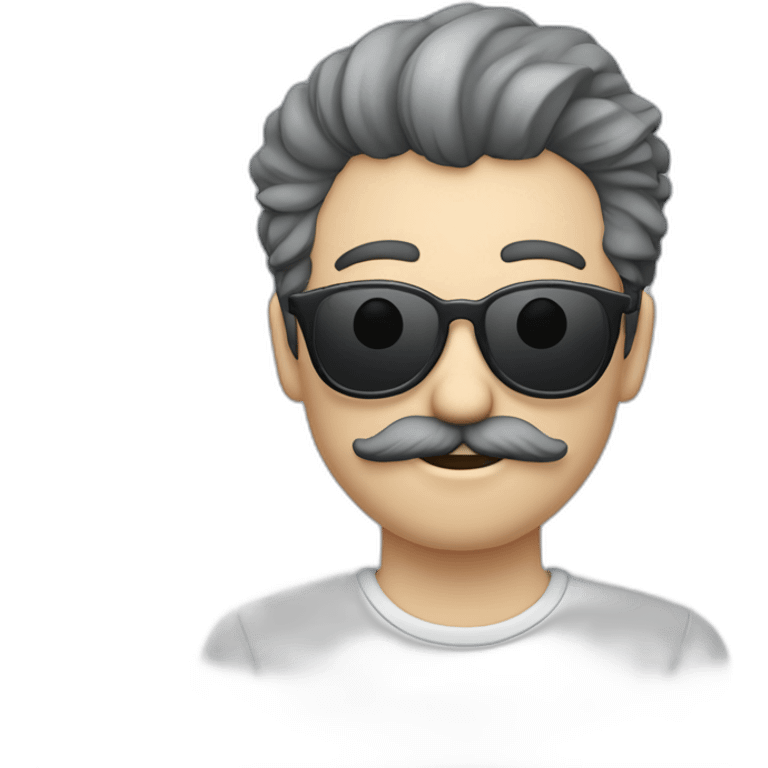 Hombre pelo gris liso bigote gris gafas azul oscuro  emoji