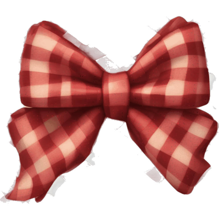 Dark red gingham bow emoji