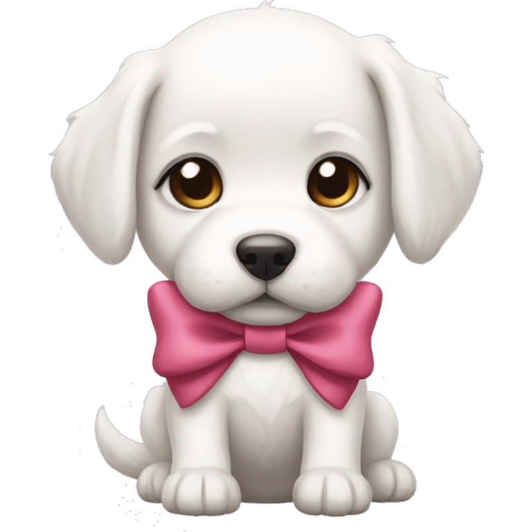 white puppy with a bow emoji