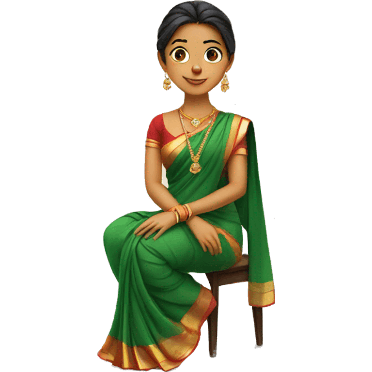 girl in saree sits in style emoji