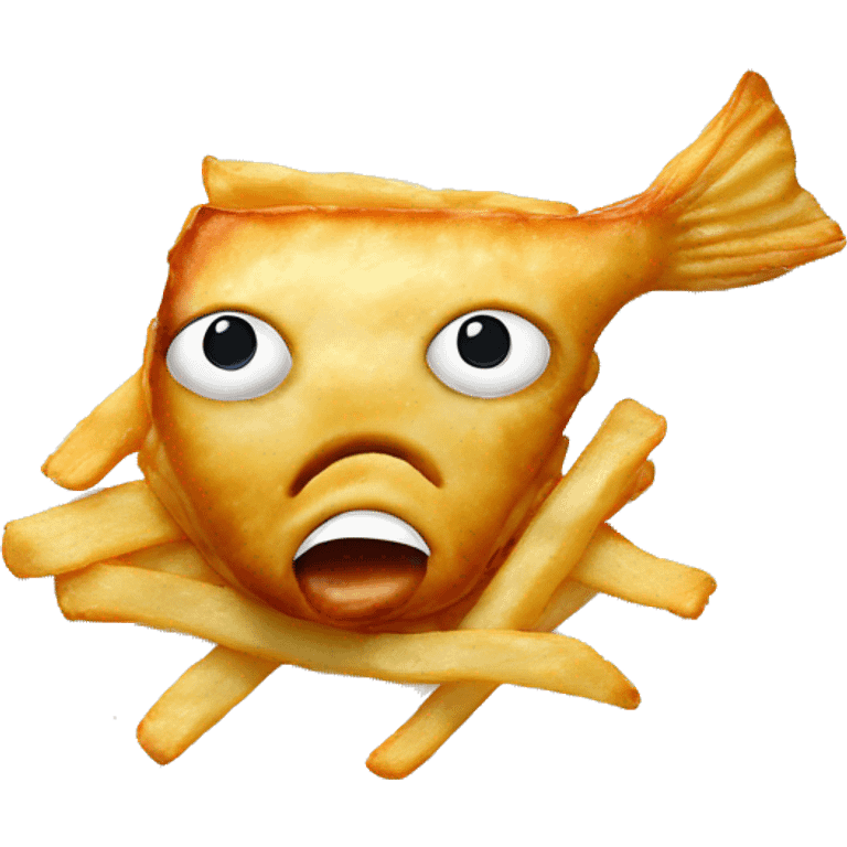 fish and chips on a plate with no eyes which from england traditional food emoji