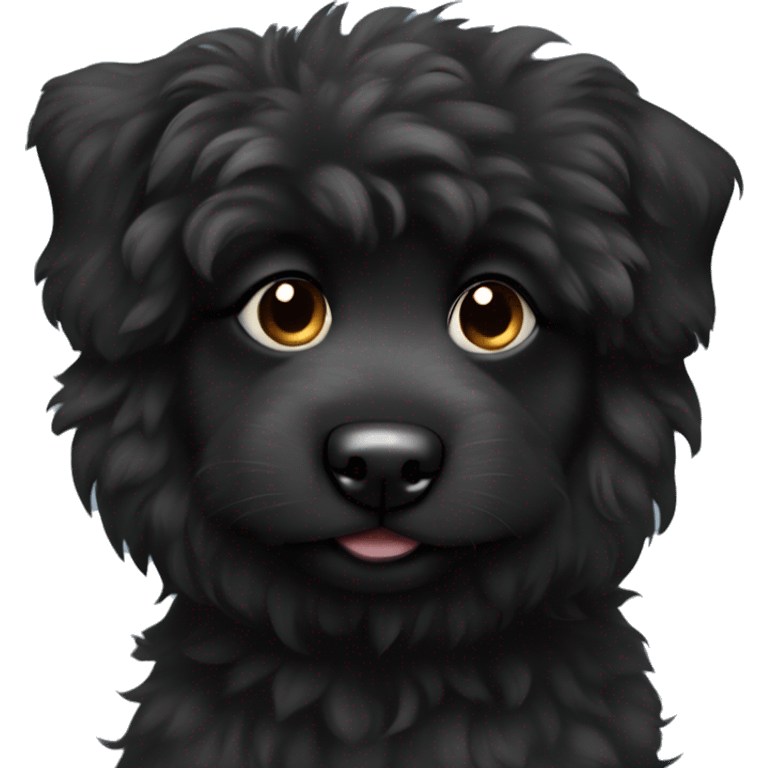 Black fluffy puppy with floppy ears emoji