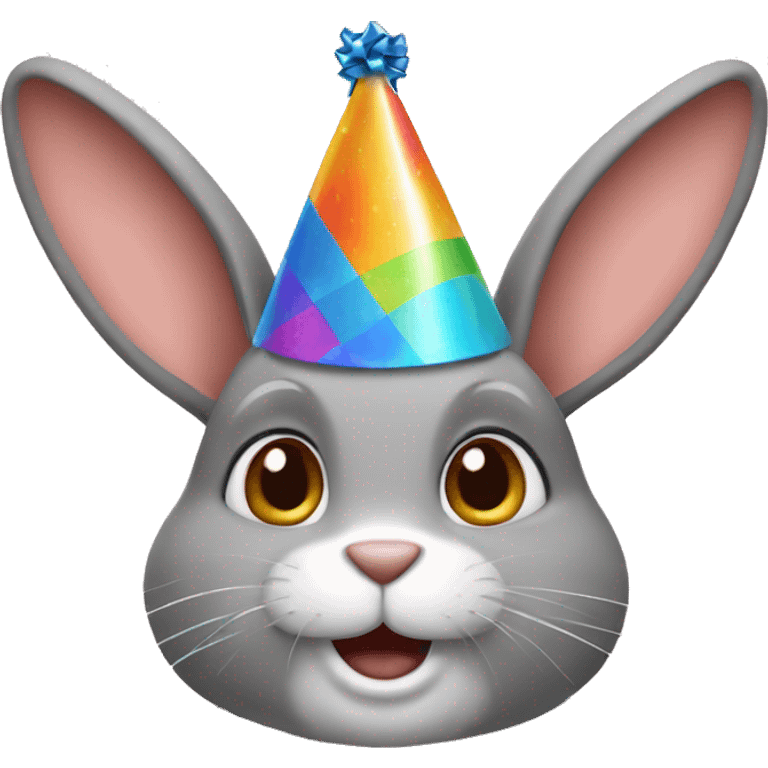 rabbit with birthday hat emoji