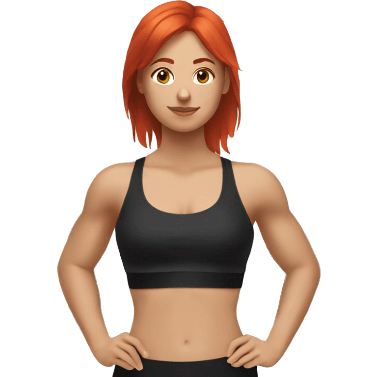 red haired girl and black haired girl working out emoji