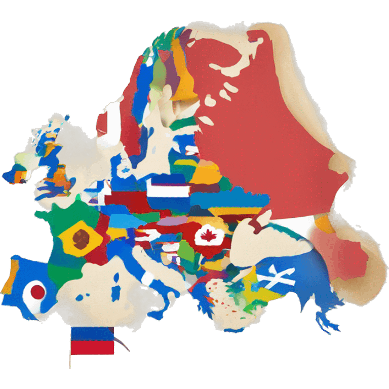 world map of europe and every country is colored by their country flag emoji