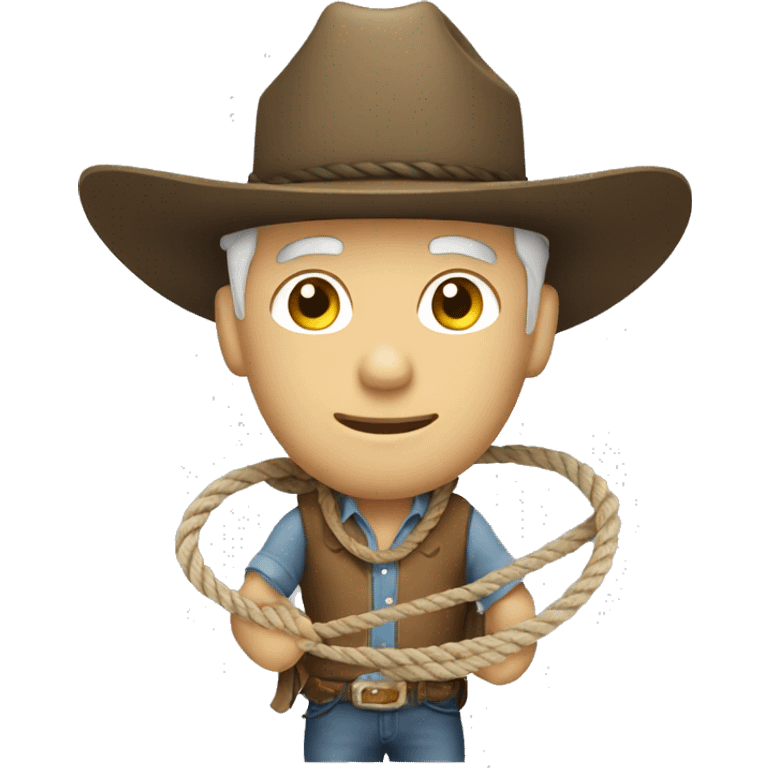 white man in cowboy hat holding a rope emoji