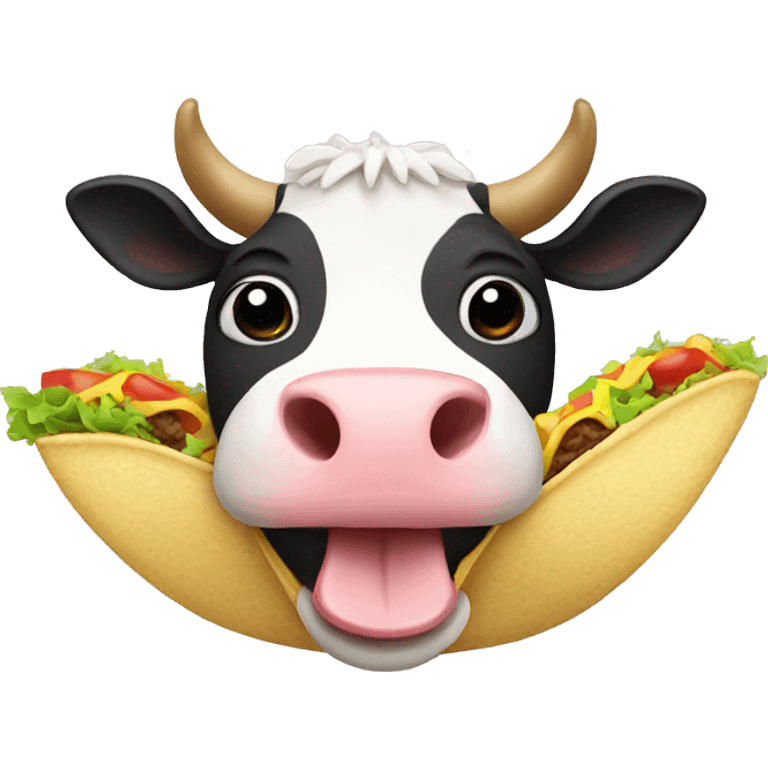 a cow who eating a tacos emoji