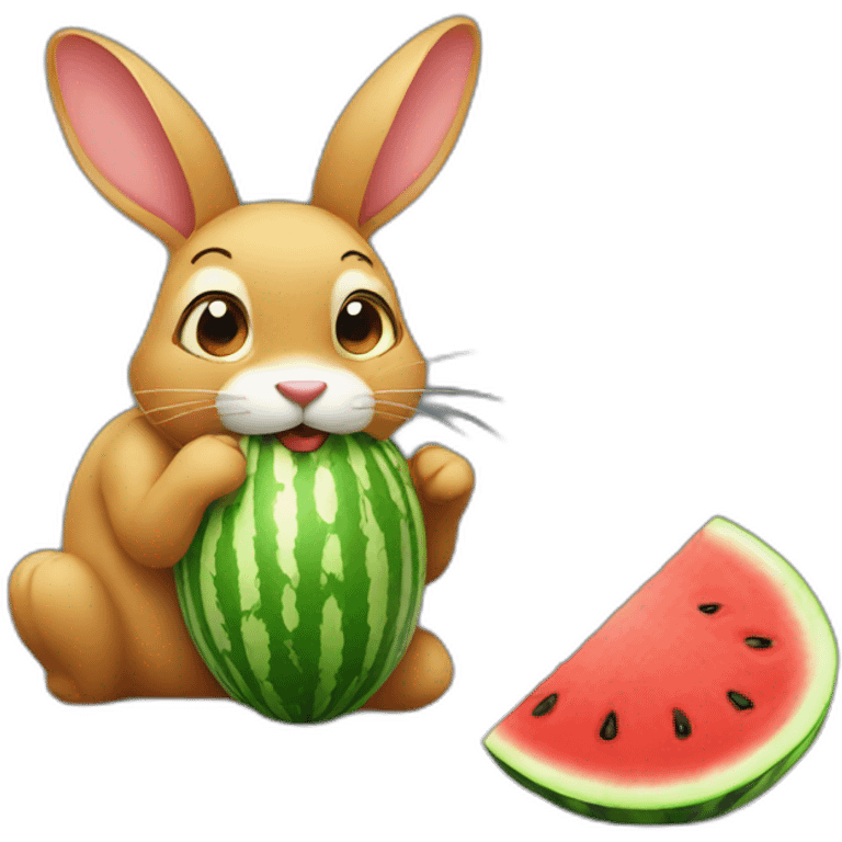 rabit eating watermelon emoji