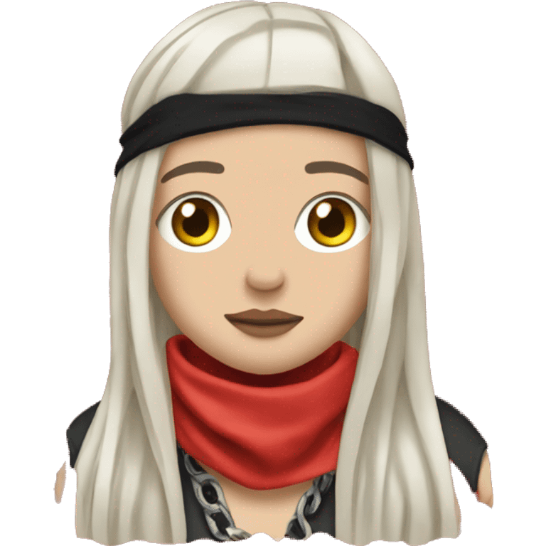 Billie Eilish wearing a red bandana. emoji