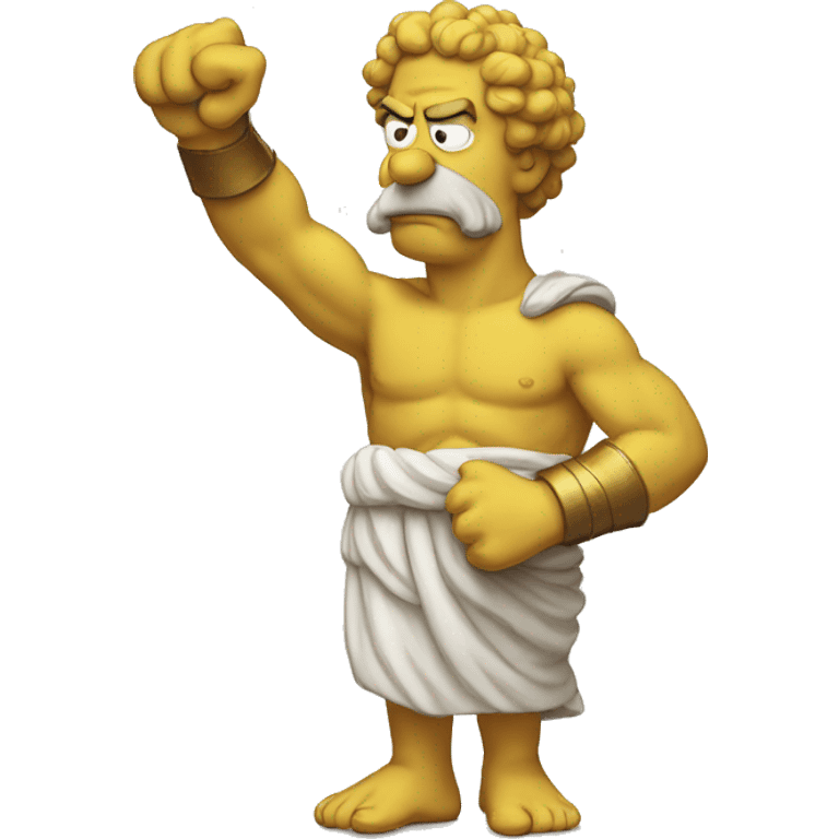 ancient greek philosopher shakes fist at sky in Simpsons style emoji