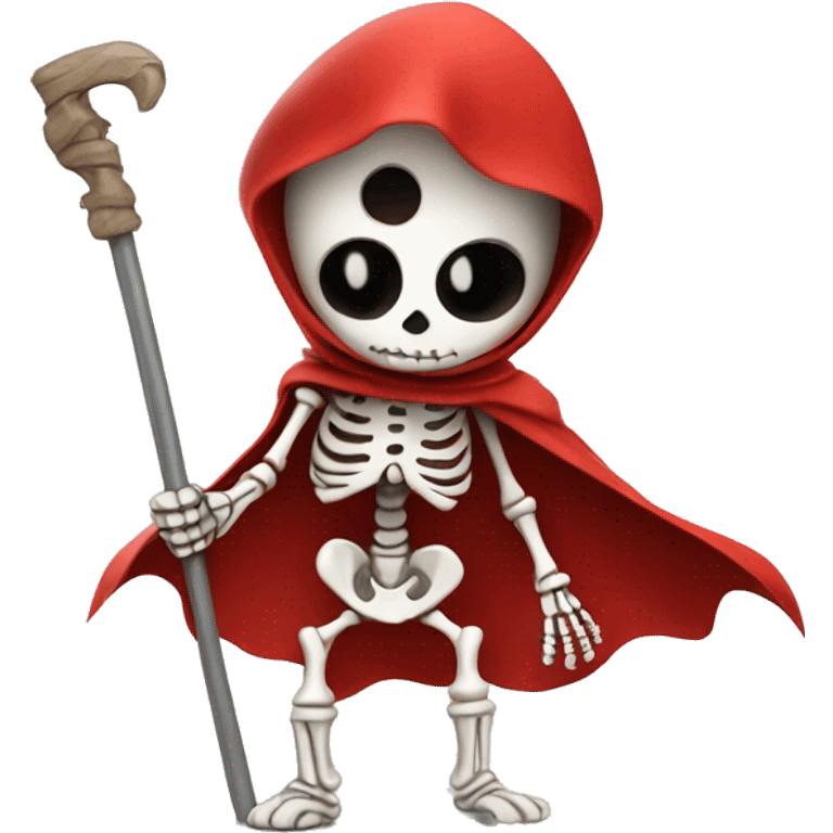 cute superhero skeleton with red cape emoji