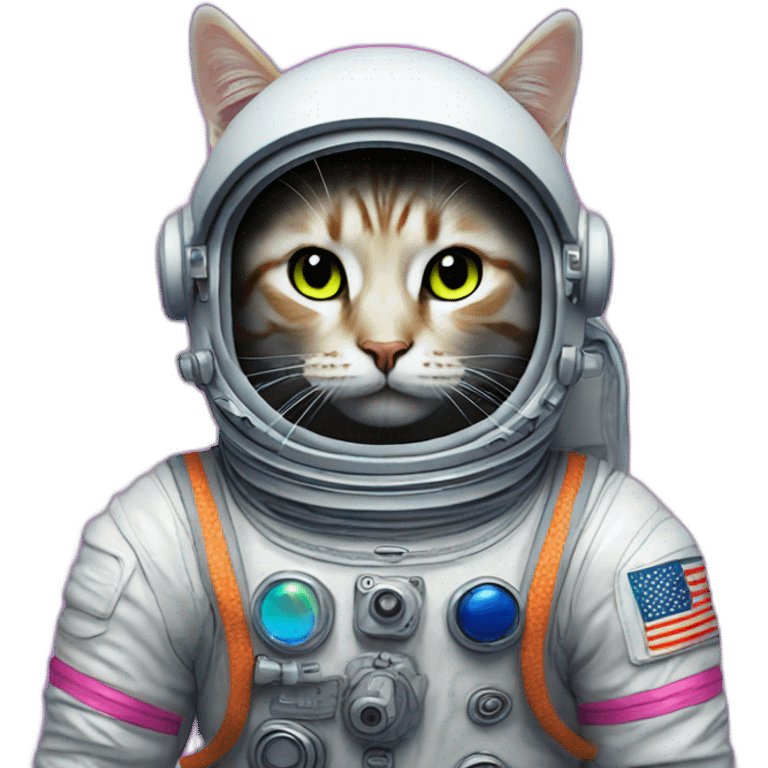 cat astronaut unicorn neon emoji