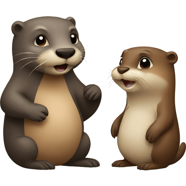 Otter and beaver in love emoji