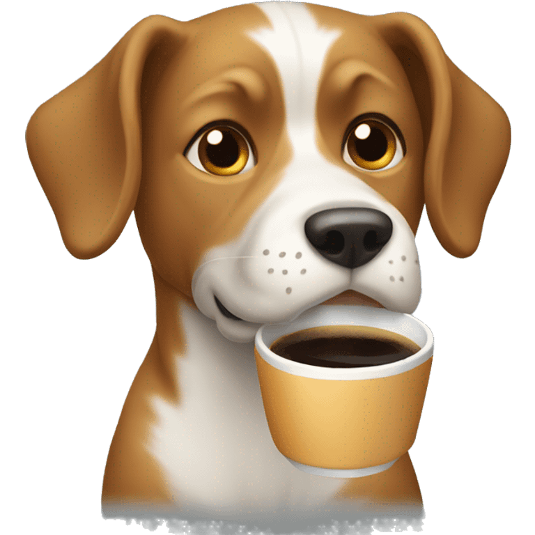 a dog is drinking coffee emoji