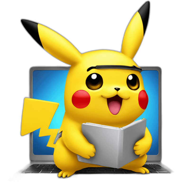 A Pikachu in a laptop coding emoji