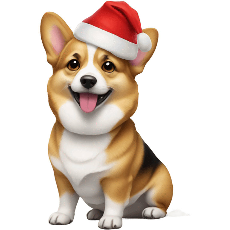 Corgie with a Santa hat emoji