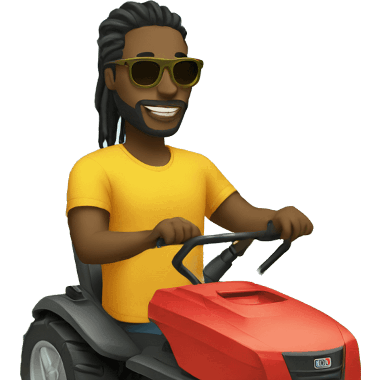 Black man with dreads and sunglasses mowing emoji