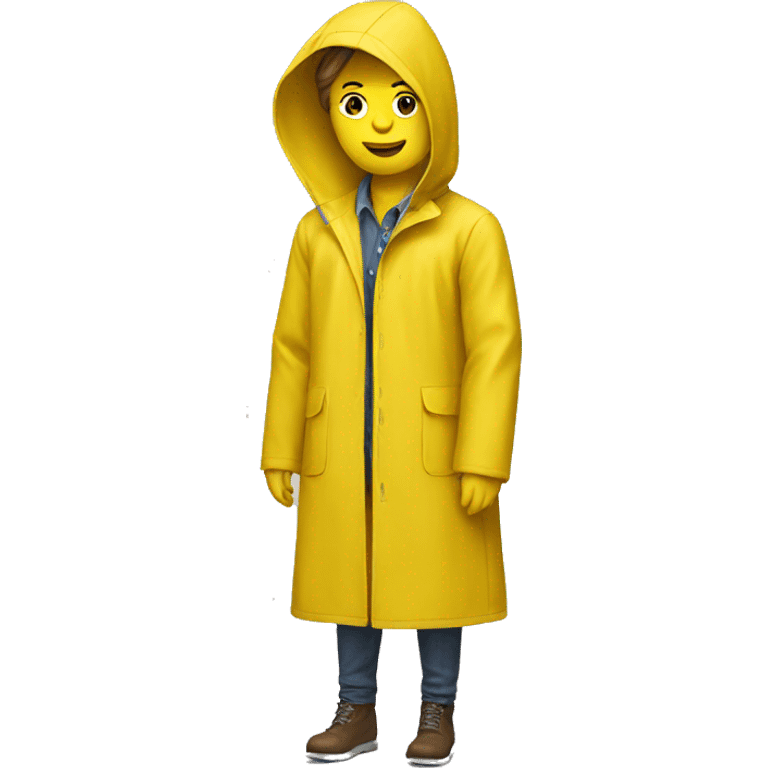 A mannequin wearing a yellow raincoat emoji