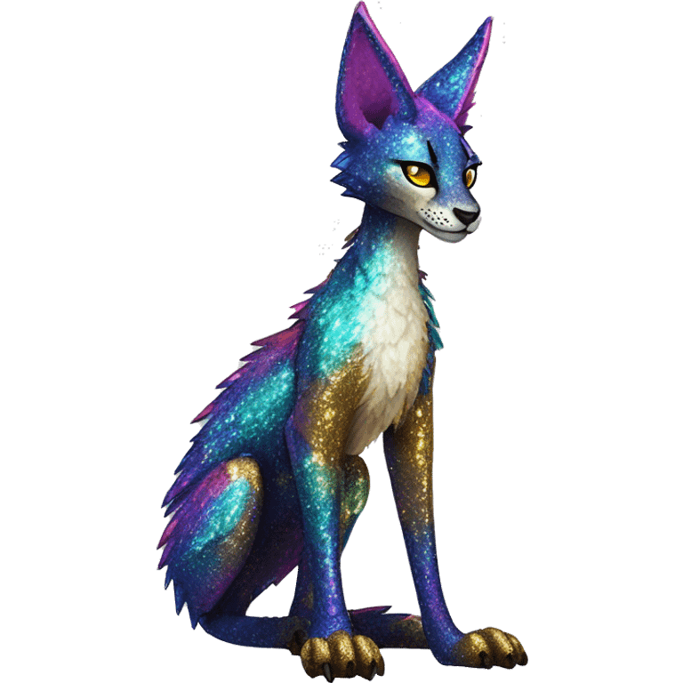 Epic Edgy Colorful Sparkly Sergal-Serval-Vernid full body emoji