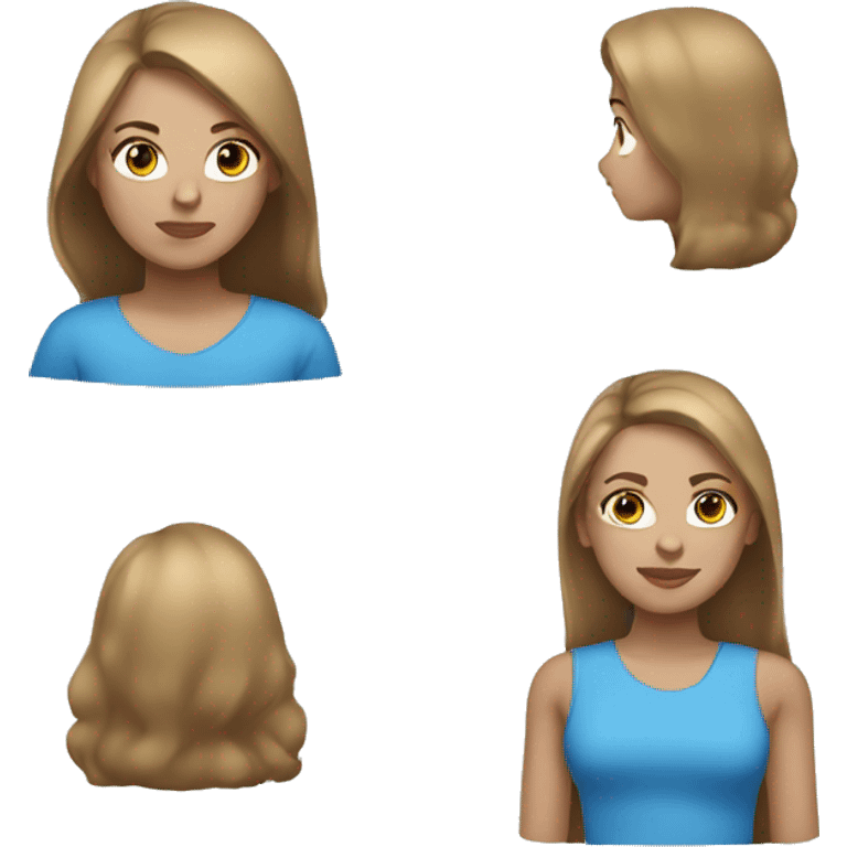 female symbol blue eyes light skin brown hair emoji