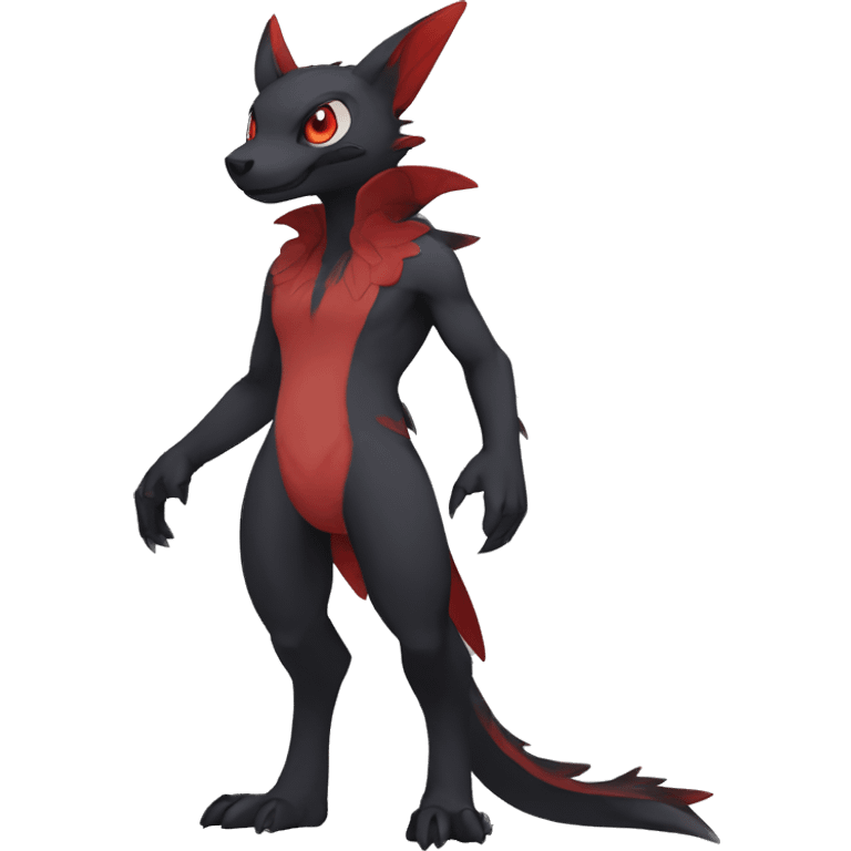 Anthro Cute cool black red nargacuga animal hybrid Fakemon full body emoji