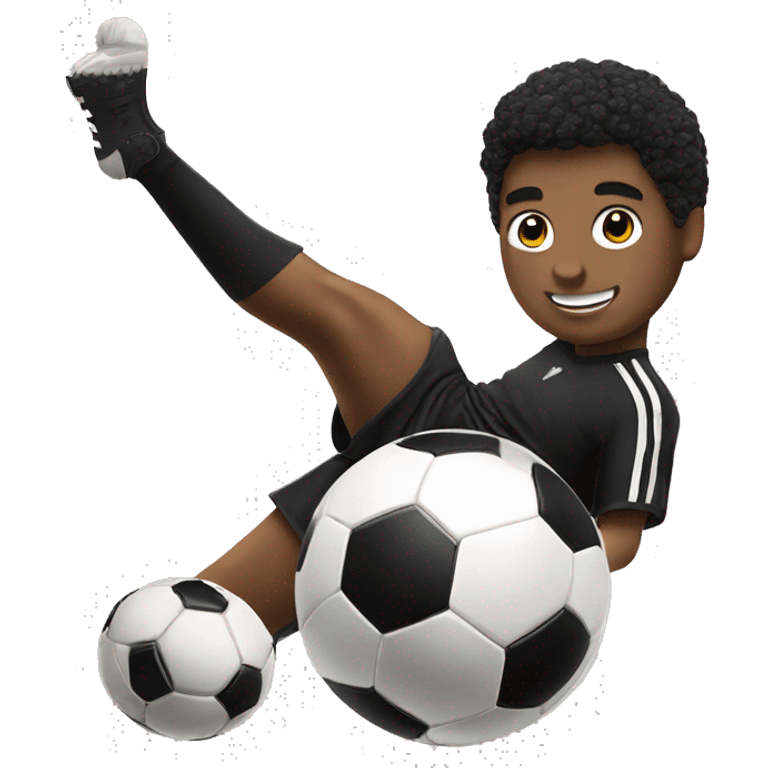 an oreo cookie kicking a soccer ball in a black uniform emoji