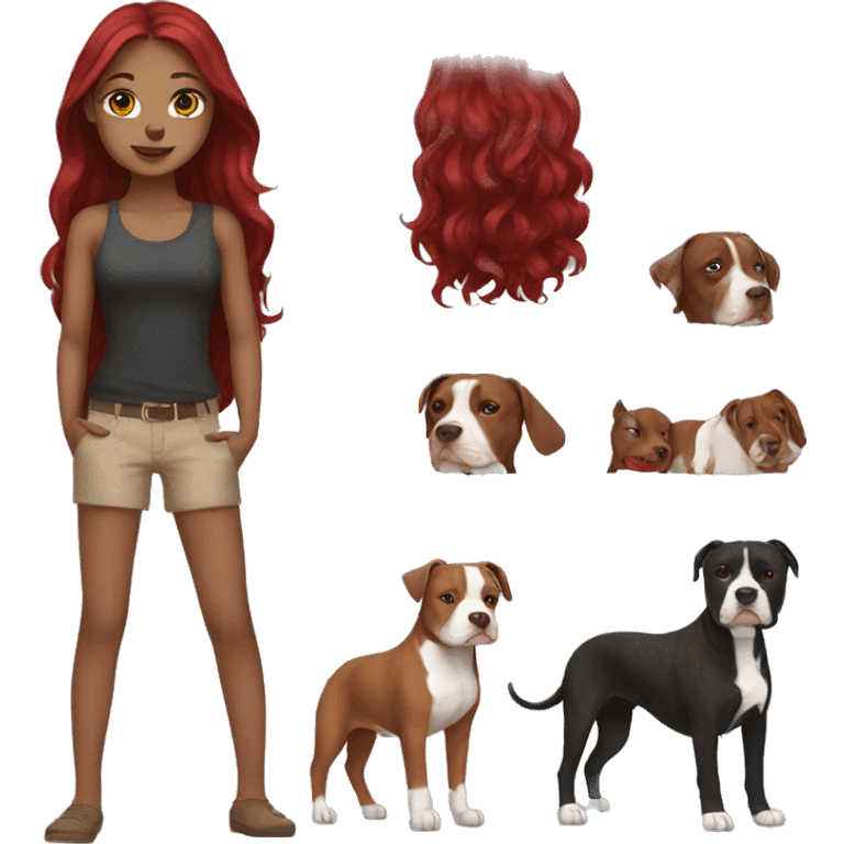 girl dark long hair with red pitbull emoji