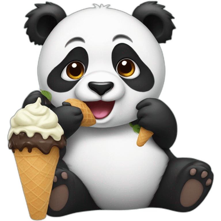 Panda eating ice cream emoji