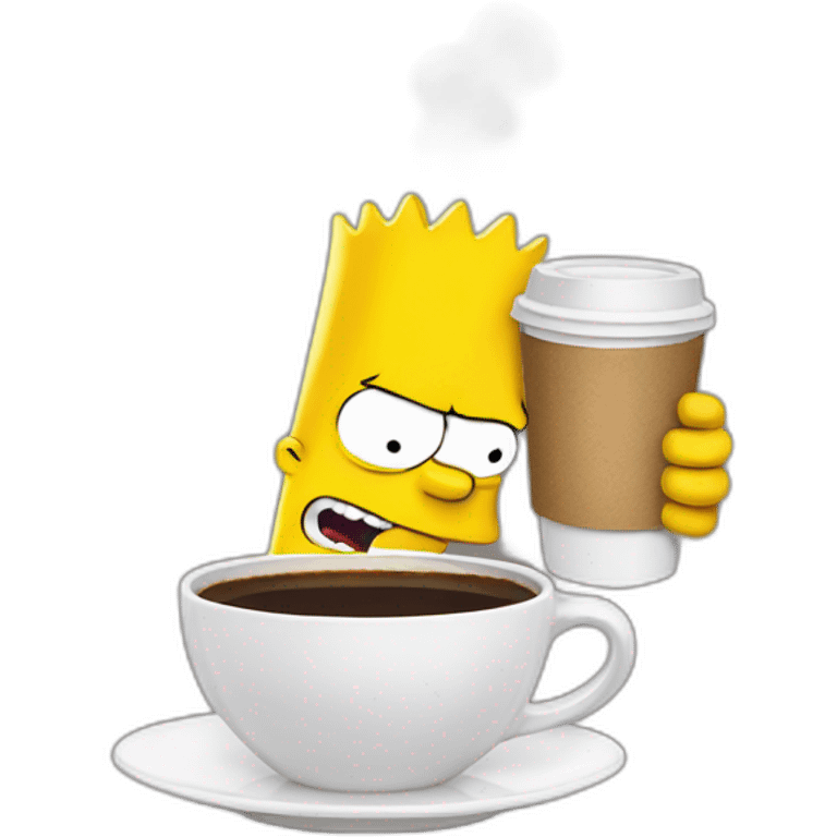 Bart Simpson drink coffee  emoji