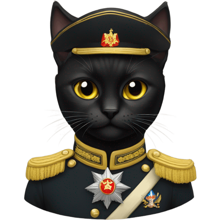 Black cat as a Russian general  emoji